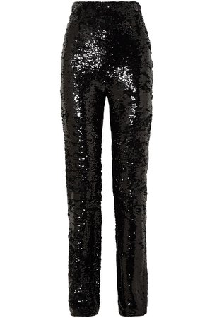 Black Sequined crepe straight-leg pants | Sale up to 70% off | THE OUTNET | 16ARLINGTON | THE OUTNET