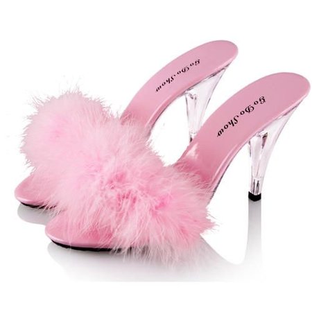 pink fluffy heel slippers