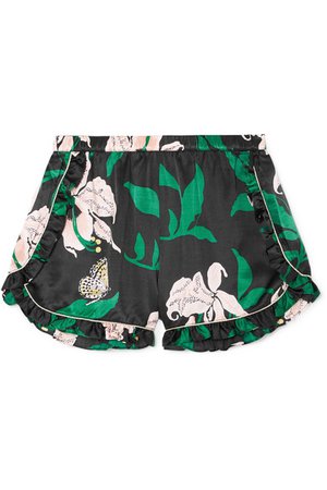Morgan Lane | Ruffled floral-print satin pajama shorts | NET-A-PORTER.COM