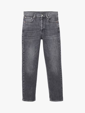 Mango Mar Straight Ankle Grazer Jeans, Dark Grey at John Lewis & Partners