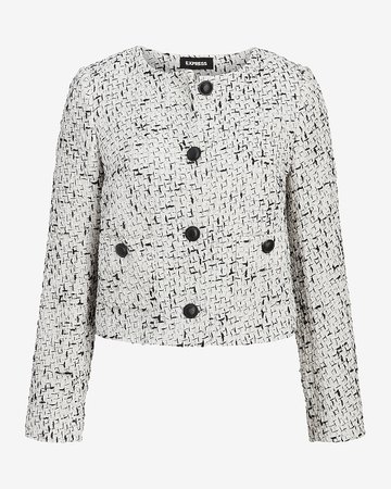 Black And White Cropped Tweed Jacket | Express