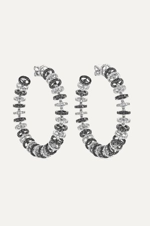 White gold Halo 18-karat blackened white gold diamond hoop earrings | OFIRA | NET-A-PORTER