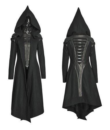 Black Hooded Steampunk Coat