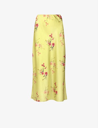 ALLSAINTS - Raya Solanio floral recycled-polyester midi skirt | Selfridges.com