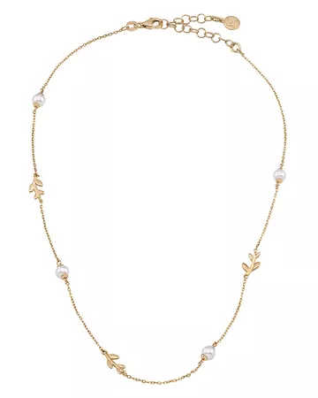 Majorica Leaf Necklace, 15" | Bloomingdale's