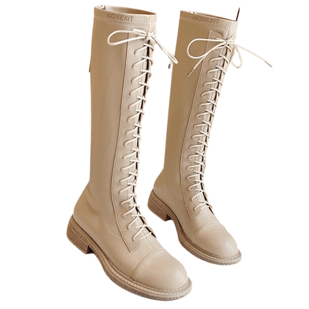CONSTANCE RIDING BOOTS | noxexit | cottagecore lace up knee high nude