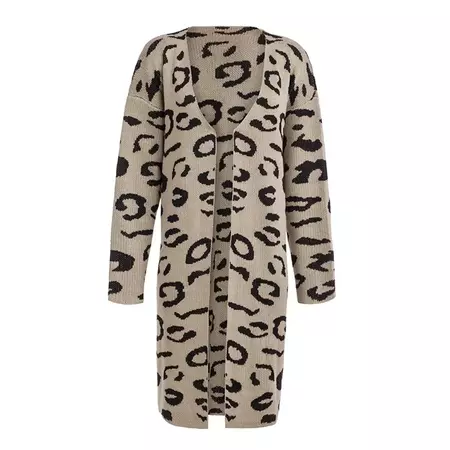 Womens Leopard Knit Cardigan Fashion Loose Slouchy Sweater Front Open Knit Coat - Walmart.com