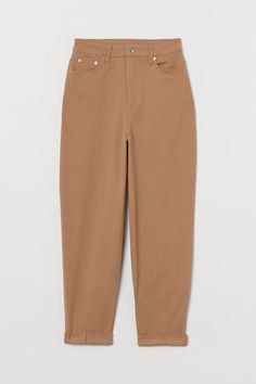Beige high-waisted mom style jeans H&M