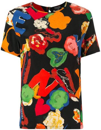 PRE-OWNED graphic print top
