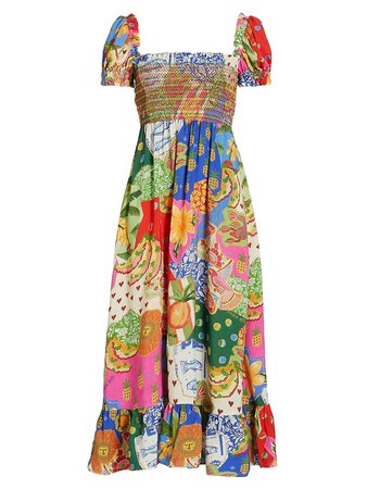 Shop Farm Rio Sunny Mix Midi-Dress | Saks Fifth Avenue