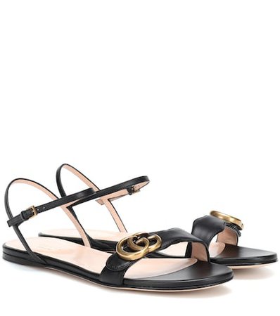 Double G strap leather sandals