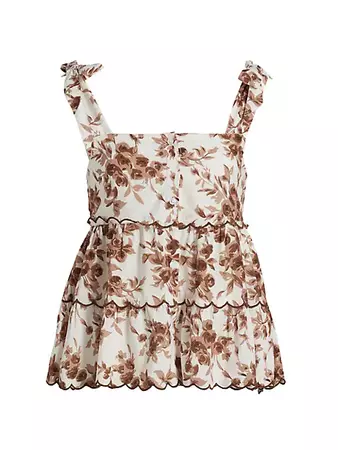 Shop MILLE Delphine Floral Sleeveless Tiered Top | Saks Fifth Avenue