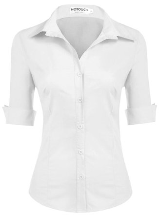 white fitted button down