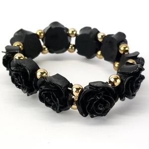 Unbranded Jewelry | Black Rose Stretch Bracelet | Poshmark