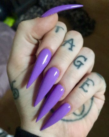 Long Purple Stiletto Nails