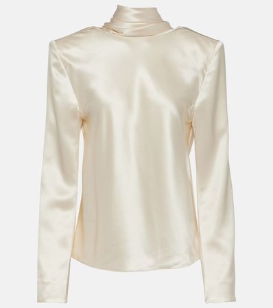 Gathered Silk Top in White - Saint Laurent | Mytheresa
