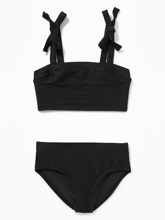 Textured Tie-Shoulder Tankini Swim Set for Girls | Old Navy