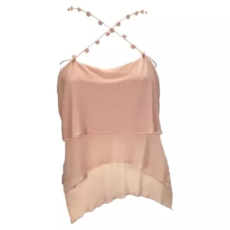 S/S 2004 Yves Saint Laurent by Tom Ford Pink Tiered Button Crop Top For Sale at 1stDibs