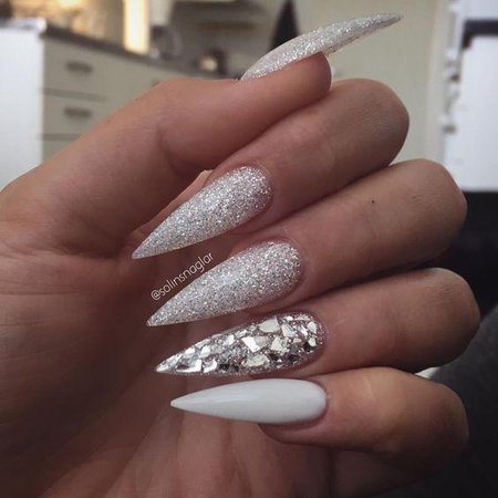 white stiletto nails