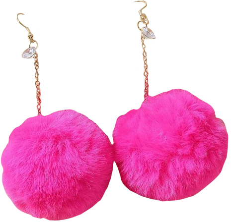 hot pink pompom earrings
