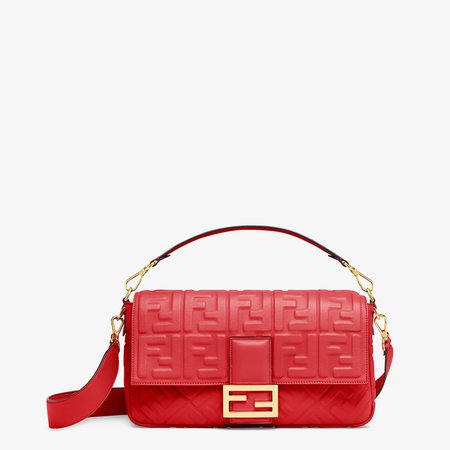 Red leather bag - BAGUETTE LARGE | Fendi