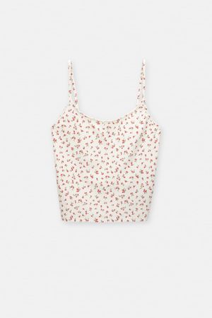 Floral strappy top with camisole detail - pull&bear