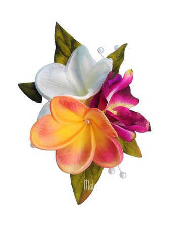 Cancun | Tropical Flower Hair Clip With Pearls