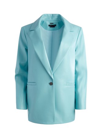 Dunn Roll Cuff Vegan Leather Blazer In Breeze | Alice And Olivia