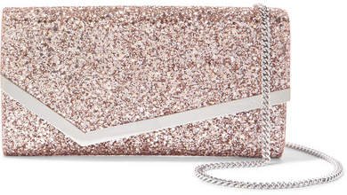 Emmie Glittered Leather Clutch - Gold