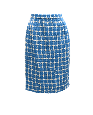 Valentino Vintage Skirt Suit in Cobalt Blue Tweed, UK10-12