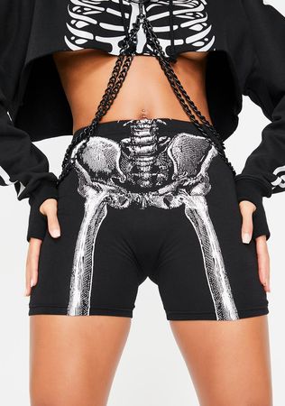 Halloween Graphic Skeleton Biker Shorts – Dolls Kill