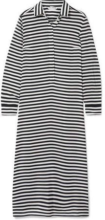 Striped Silk-chiffon Midi Dress - Black