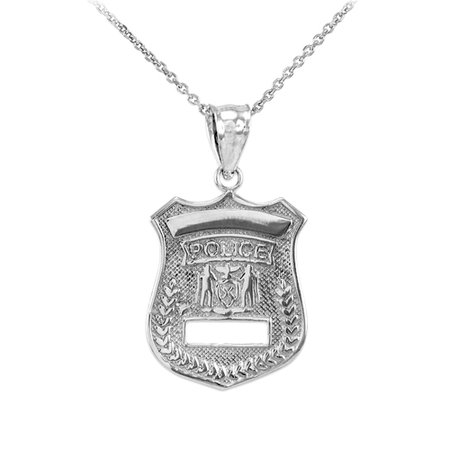 Silver Police Badge Charm Pendant