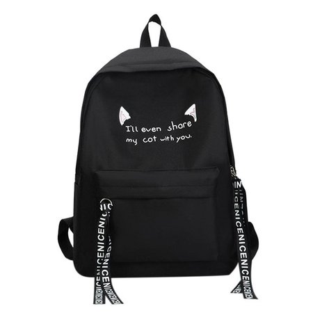 Winnereco Women Casual Nylon Backpacks Travel Teen Girl Shoulder School Bags (Black) - Walmart.com