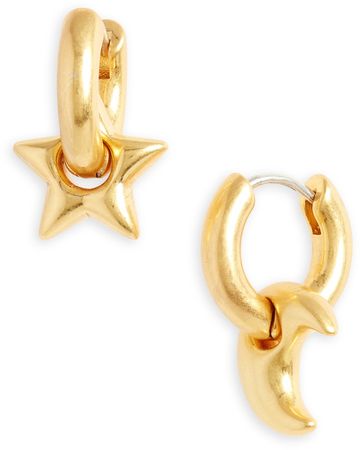 Chunky Star and Moon Huggie Hoop Earrings