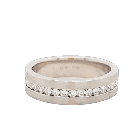 6mm Diamond Platinum Men's Wedding Band, Satin Plat 3/4 Carat Diamond Men's Ring