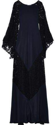 Corded Lace And Silk Crepe De Chine Gown