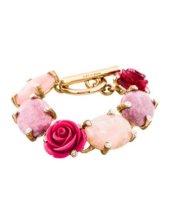 Oscar de la Renta Rose Quartz & Rhodochrosite Link Bracelet - Bracelets - OSC89378 | The RealReal
