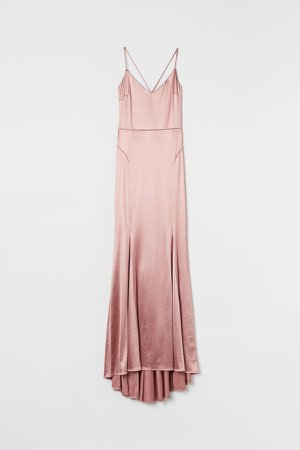 Long V-neck Dress - Pink