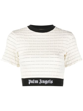 Palm Angels logo-print Cropped T-shirt - Farfetch
