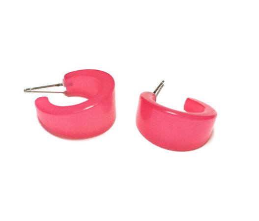Watermelon Pink Hoop Earrings Hot Pink Moonglow Mini Boom