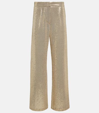 Sequined High Rise Wide Leg Pants in Gold - Dodo Bar Or | Mytheresa