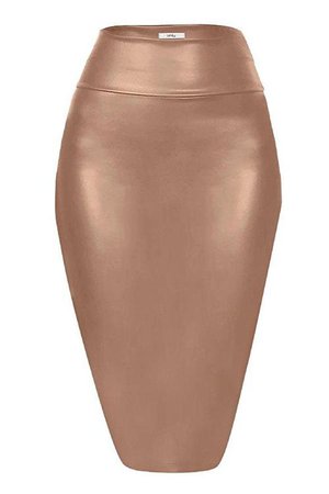 Faux Leather Pencil Skirt Below Knee Length Skirt Midi Bodycon Skirt Womens, USA – Simlu