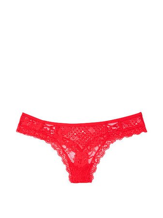 Satin & Lace Thong Panty Underwear Set