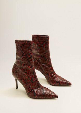 Snake-effect ankle boots - f foBoots and booties Women | MANGO USA