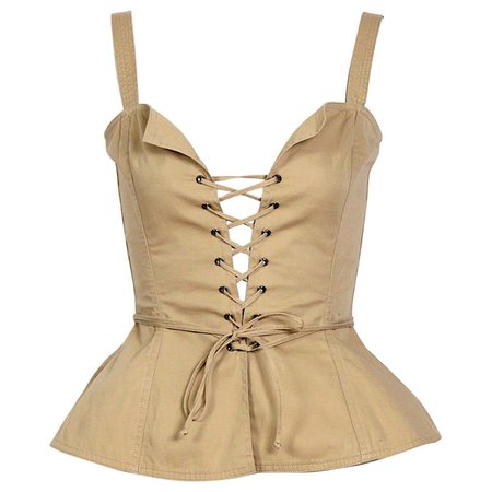Yves Saint Laurent "rive gauche" 1970s cotton bustier top For Sale at 1stDibs