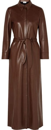 Nanushka - Taurus Vegan Leather Midi Dress - Chocolate