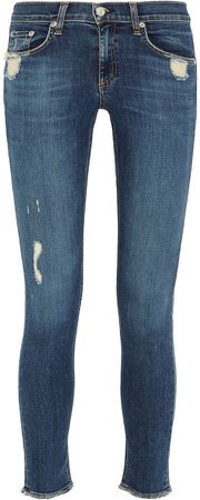 The Skinny Distressed Low-rise Skinny Jeans
