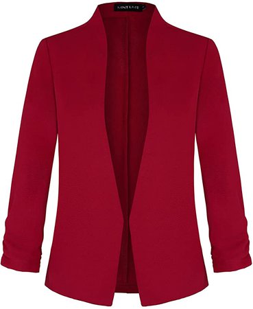 Unifizz Women's Collarless 3/4 Sleeve Lightweight Blazer Slim Work Office Business Jacket at Amazon Women’s Clothing store
