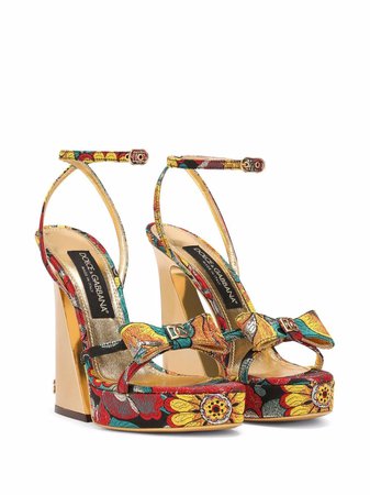 Dolce & Gabbana floral-jacquard tapered-heel Sandals - Farfetch